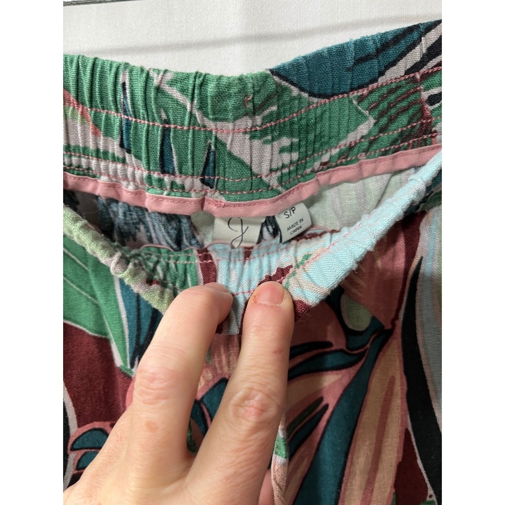 Joie Tropical Floral Print Wide Leg Pants Green Pink Drawstring Small - Picture 2 of 3